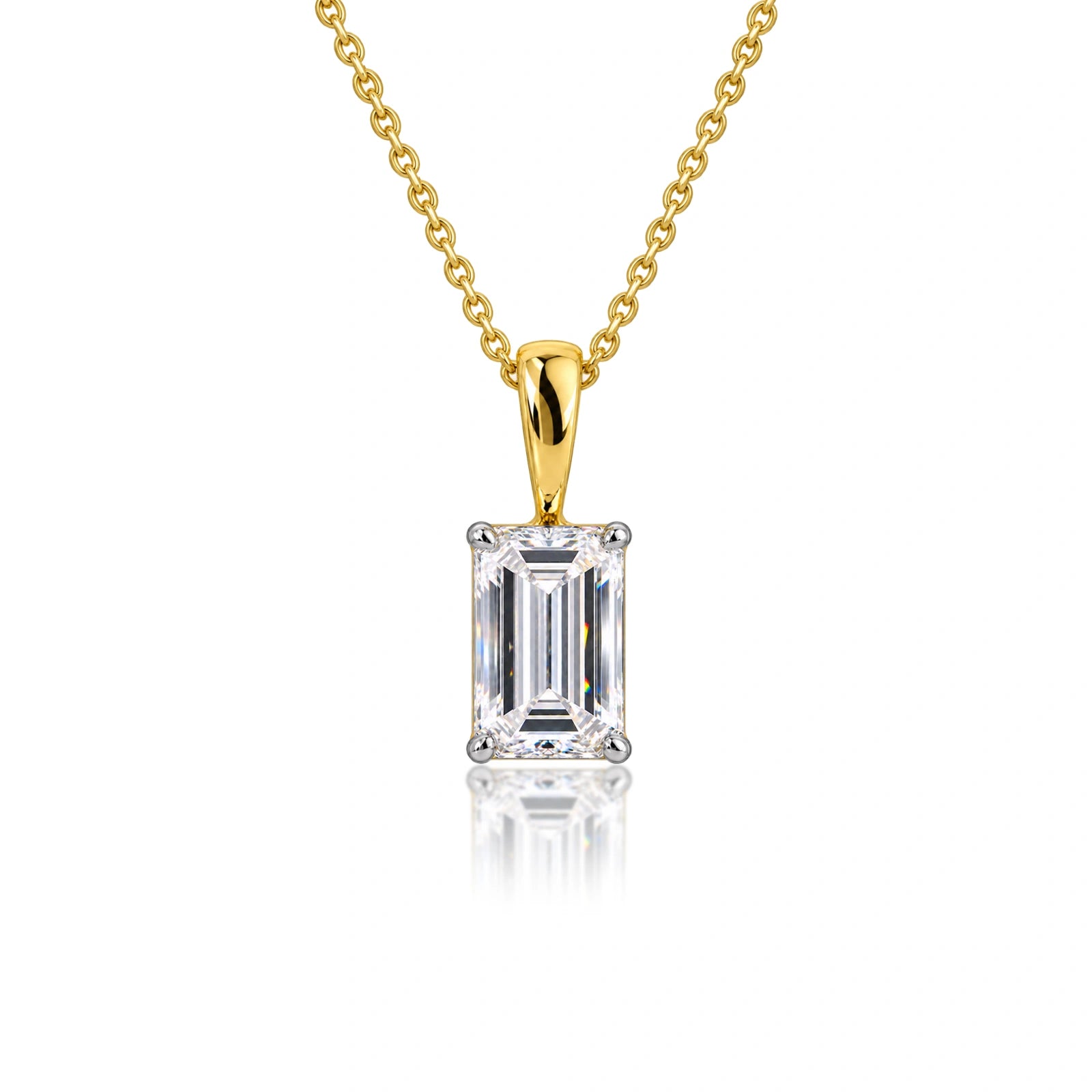4 Ct Emerald-Cut Diamond Solitaire Pendant by Fortune Jewellery