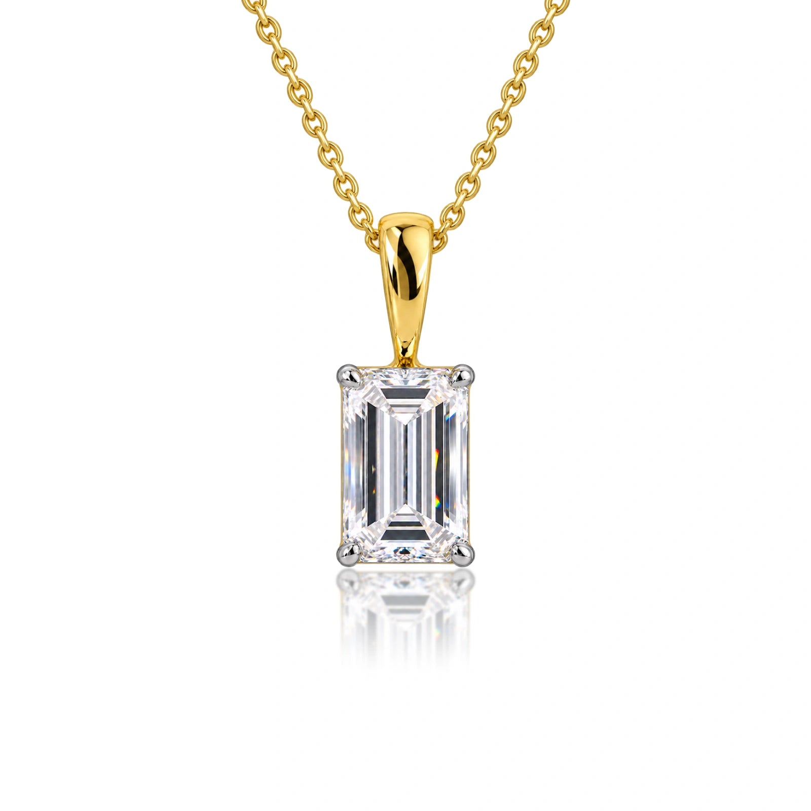 5 Carat Emerald-Cut Diamond Solitaire Pendant by Fortune Jewellery