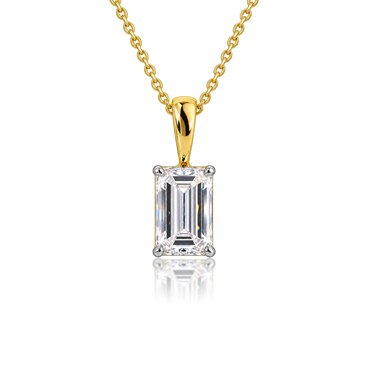 5 Carat Emerald-Cut Diamond Solitaire Pendant by Fortune Jewellery