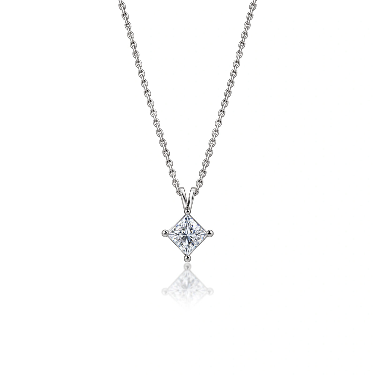 0.5 Ct Princess Cut Diamond Solitaire Pendant by Fortune Jewellery 