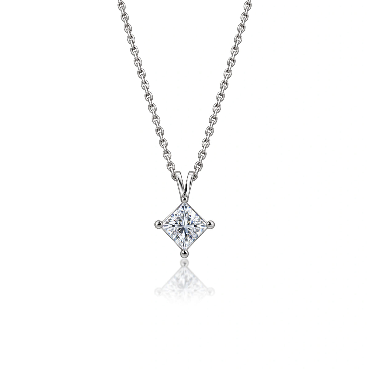 0.75 Ct Princess Cut Diamond Solitaire Pendant by Fortune Jewellery 