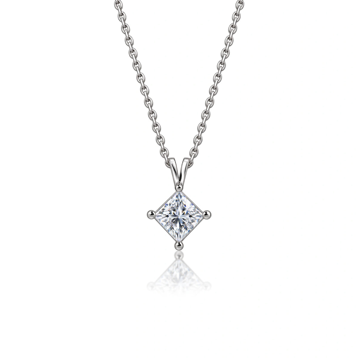 1 Ct Princess Cut Diamond Solitaire Pendant by Fortune Jewellery 