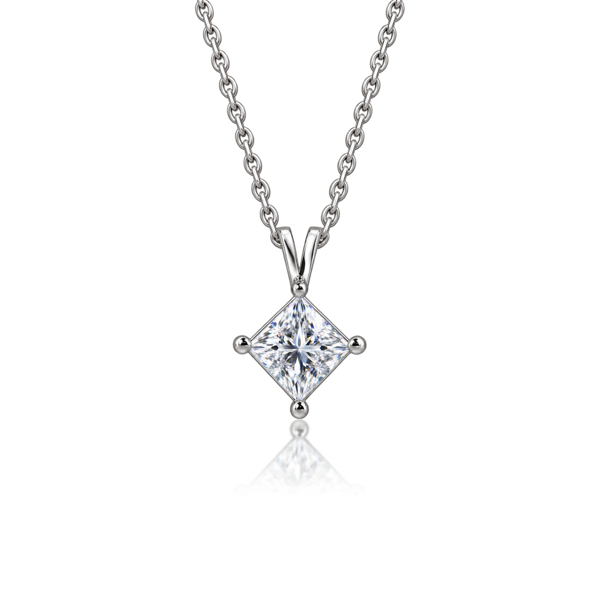 2 Ct Princess Cut Diamond Solitaire Pendant by Fortune Jewellery 