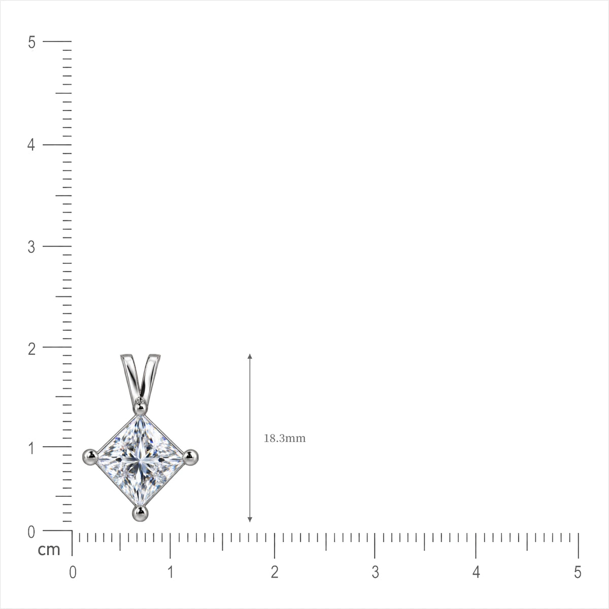 Lab grown 3 Ct Princess Cut Diamond Solitaire Pendant by Fortune Jewellery 