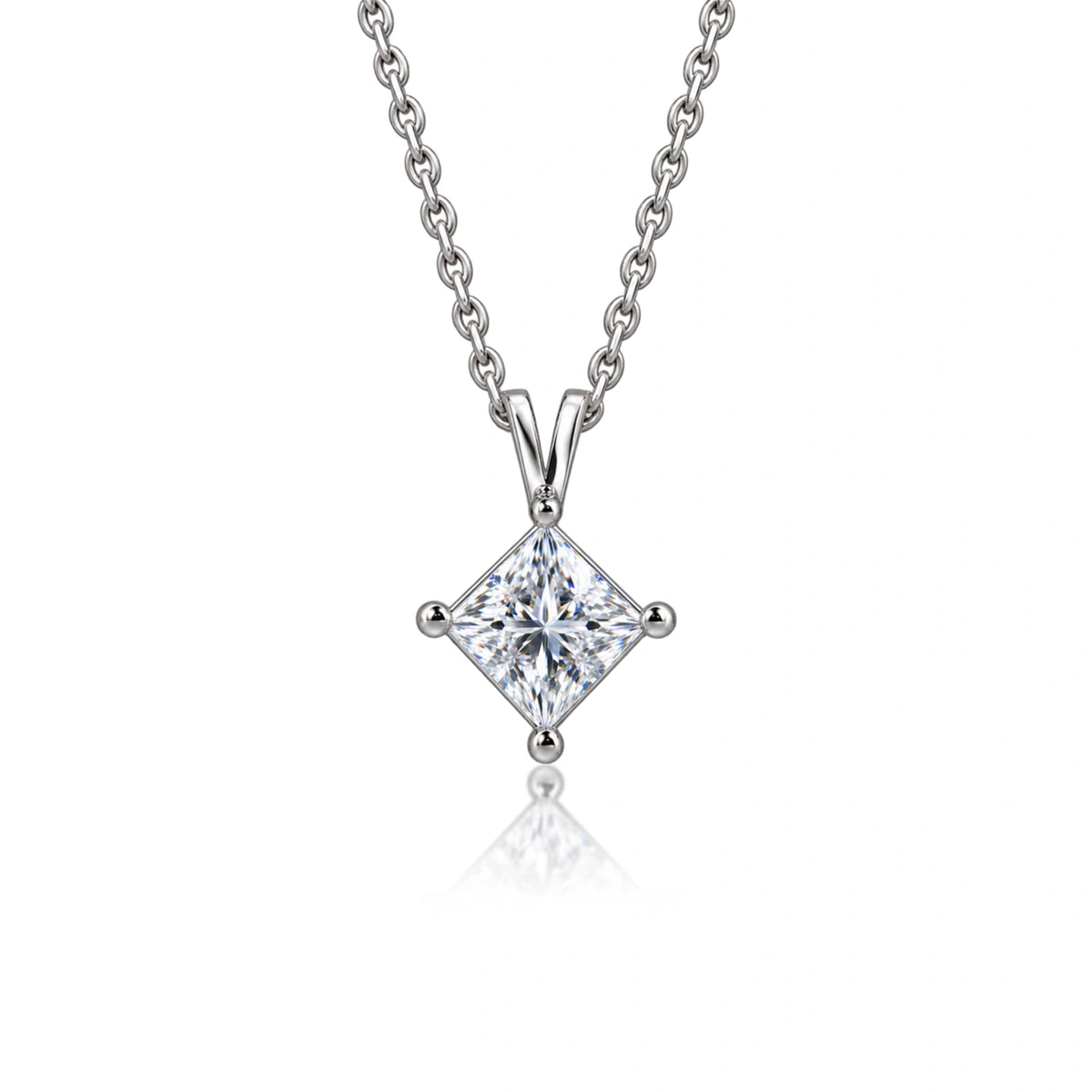 3 Ct Princess Cut Diamond Solitaire Pendant by Fortune Jewellery 