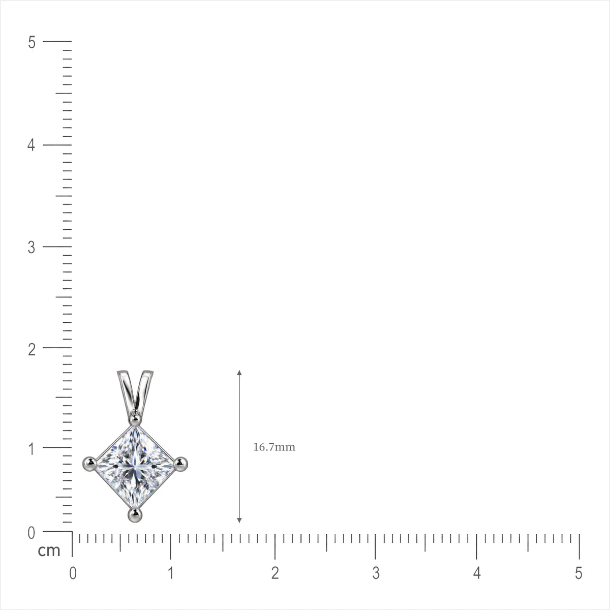 Lab grown 4 Ct Princess Cut Diamond Solitaire Pendant by Fortune Jewellery 