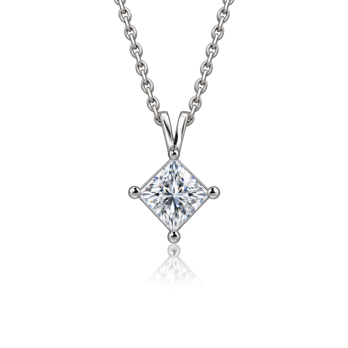 4 Ct Princess Cut Diamond Solitaire Pendant by Fortune Jewellery 
