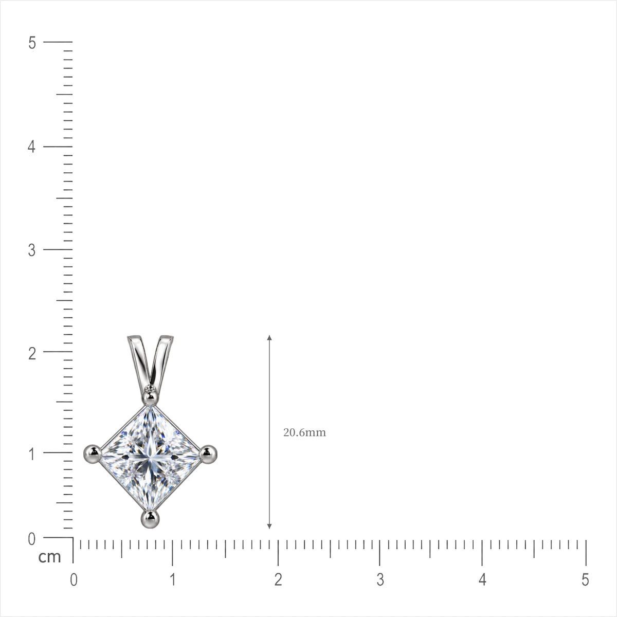 Lab grown 5 Ct Princess Cut Diamond Solitaire Pendant by Fortune Jewellery 