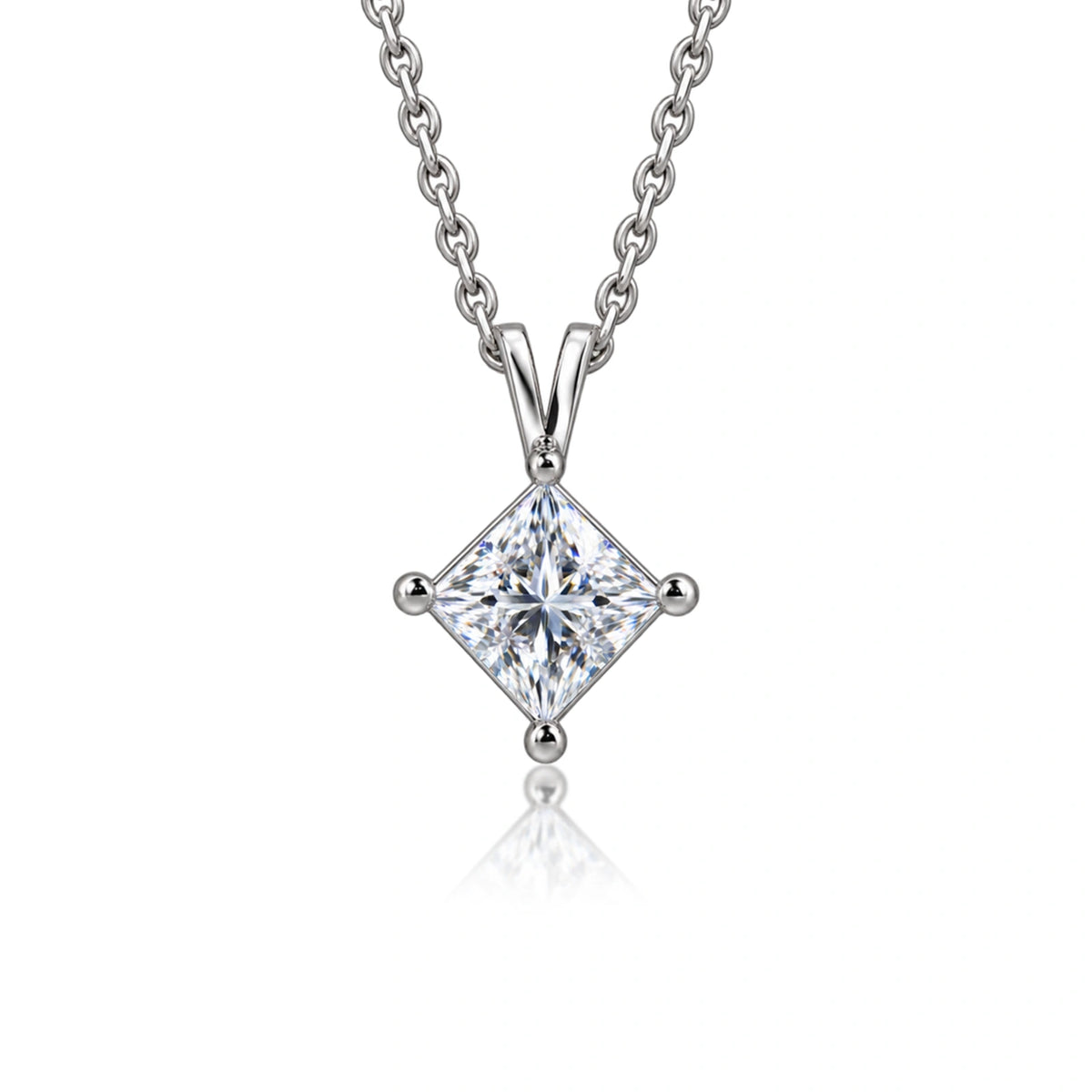 5 Ct Princess Cut Diamond Solitaire Pendant by Fortune Jewellery 