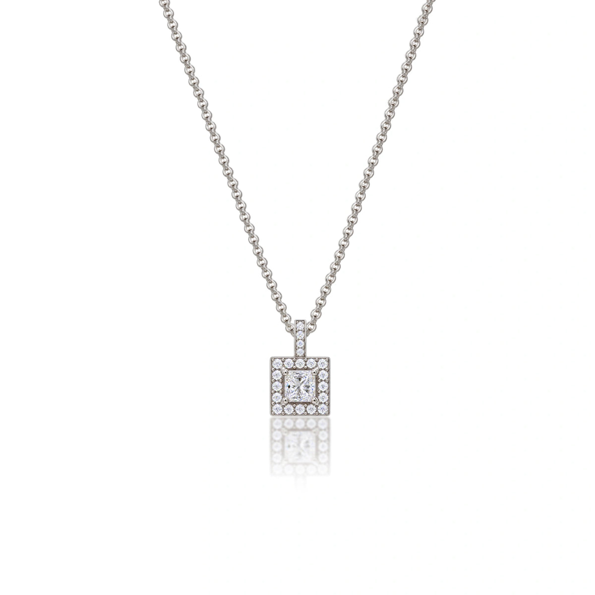 0.5 Ct Princess Cut Diamond Halo Pendant by Fortune Jewellery 