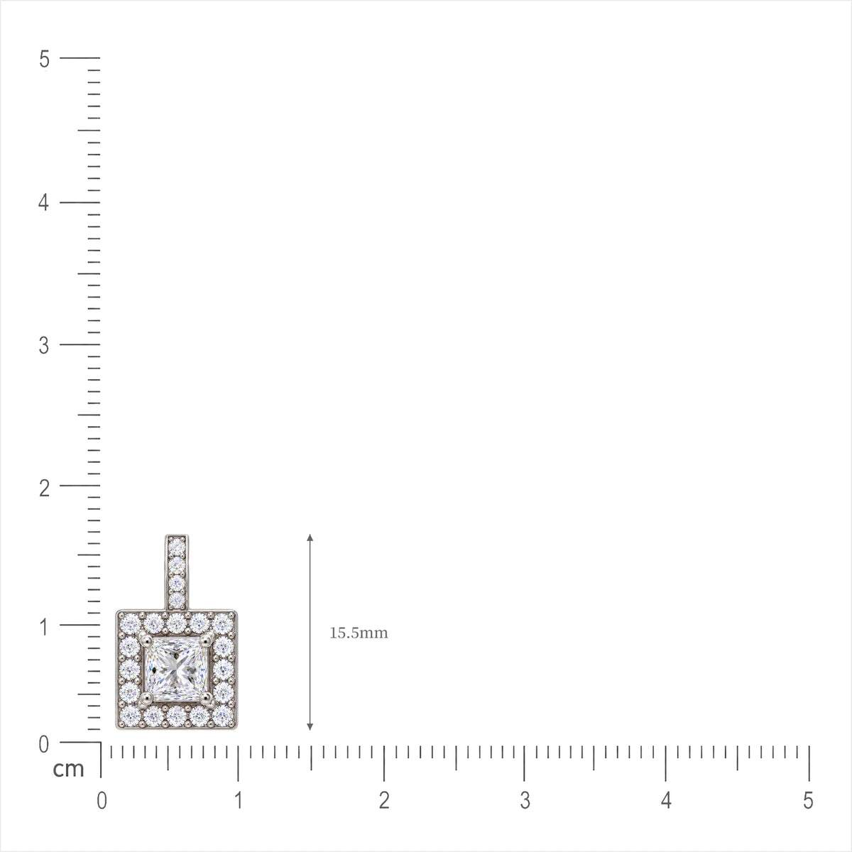 Lab grown 2 Ct Princess Cut Diamond Halo Pendant by Fortune Jewellery 
