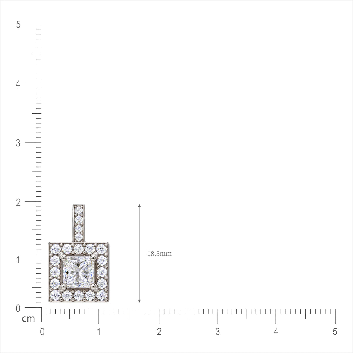 Lab grown 3 Ct Princess Cut Diamond Halo Pendant by Fortune Jewellery 