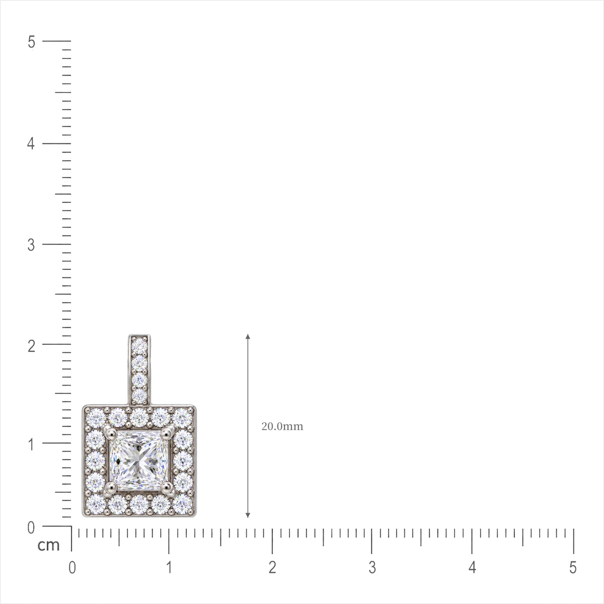 Lab grown 4 Ct Princess Cut Diamond Halo Pendant by Fortune Jewellery 