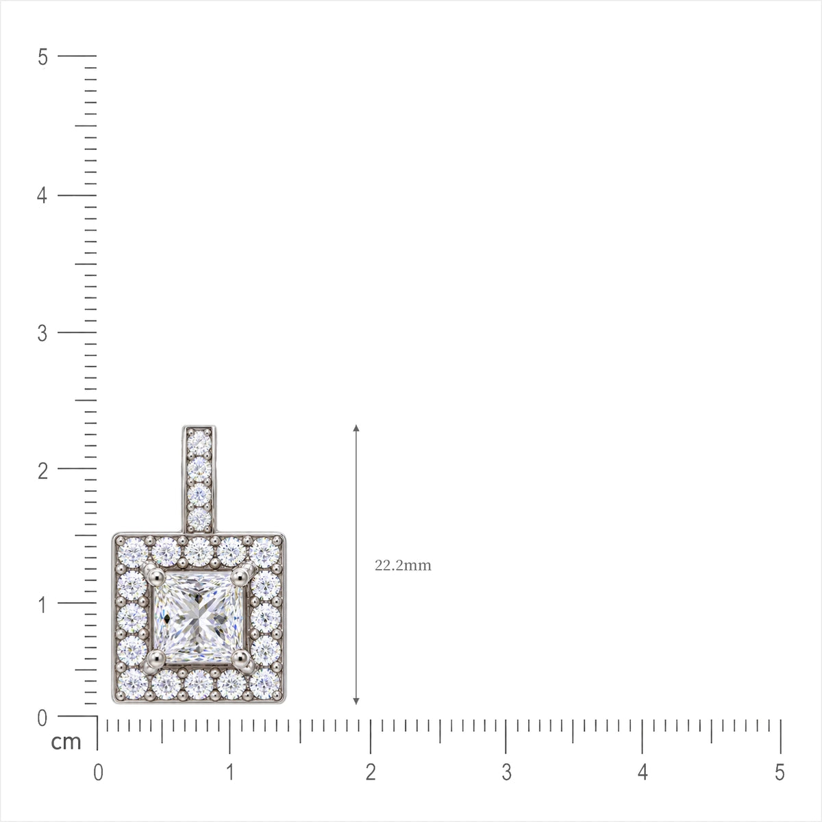 Lab grown 5 Ct Princess Cut Diamond Halo Pendant by Fortune Jewellery 