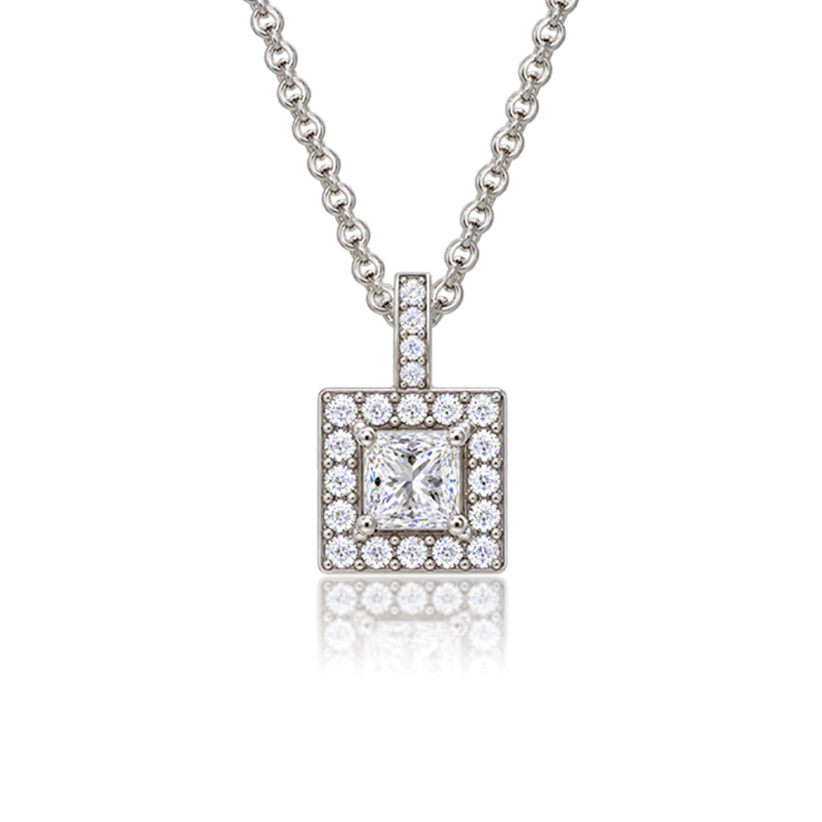 5 Ct Princess Cut Diamond Halo Pendant by Fortune Jewellery 