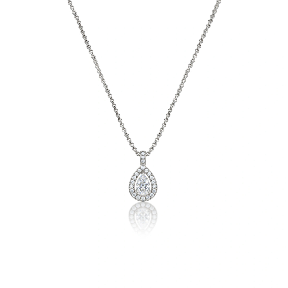 0.5 Ct Pear Diamond Halo Pendant by Fortune Jewellery 