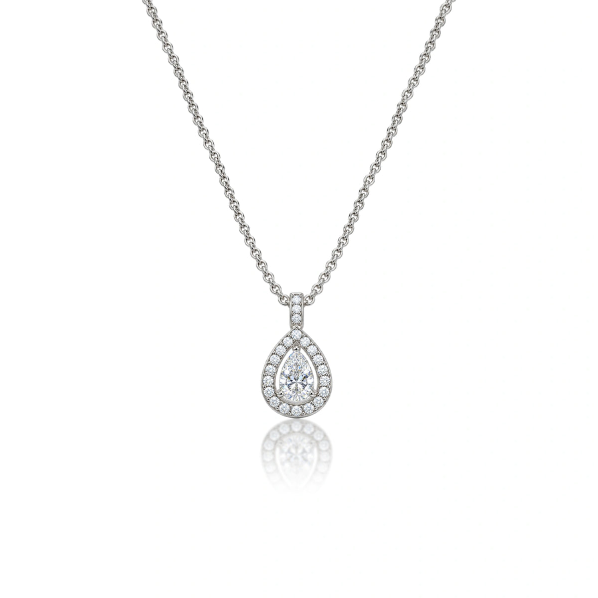 0.75 Ct Pear Diamond Halo Pendant by Fortune Jewellery 