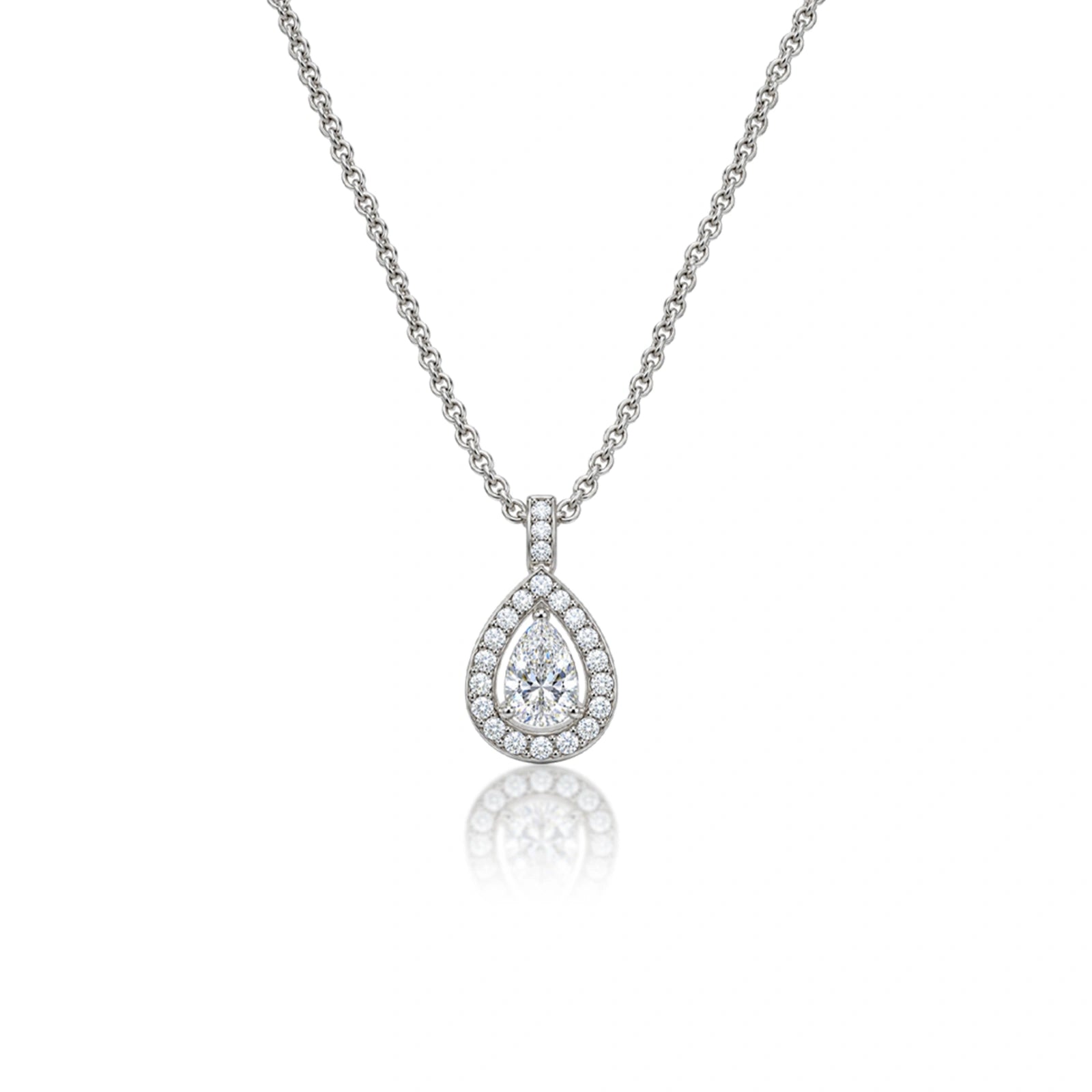 1 Ct Pear Diamond Halo Pendant by Fortune Jewellery 