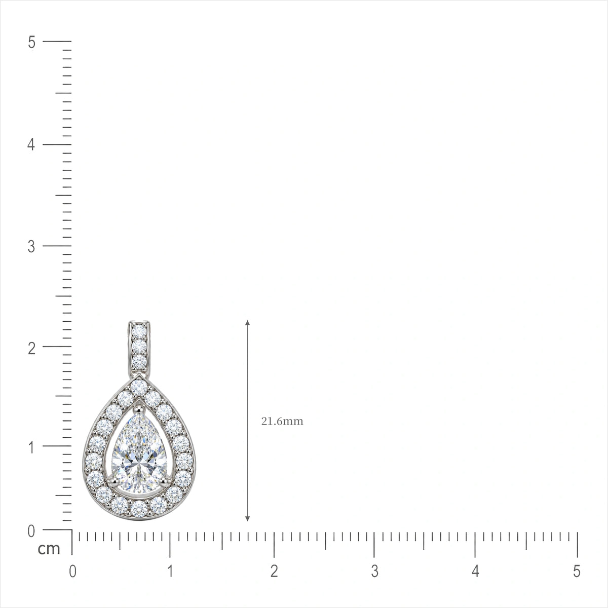 Lab grown 2 Ct Pear Diamond Halo Pendant by Fortune Jewellery 