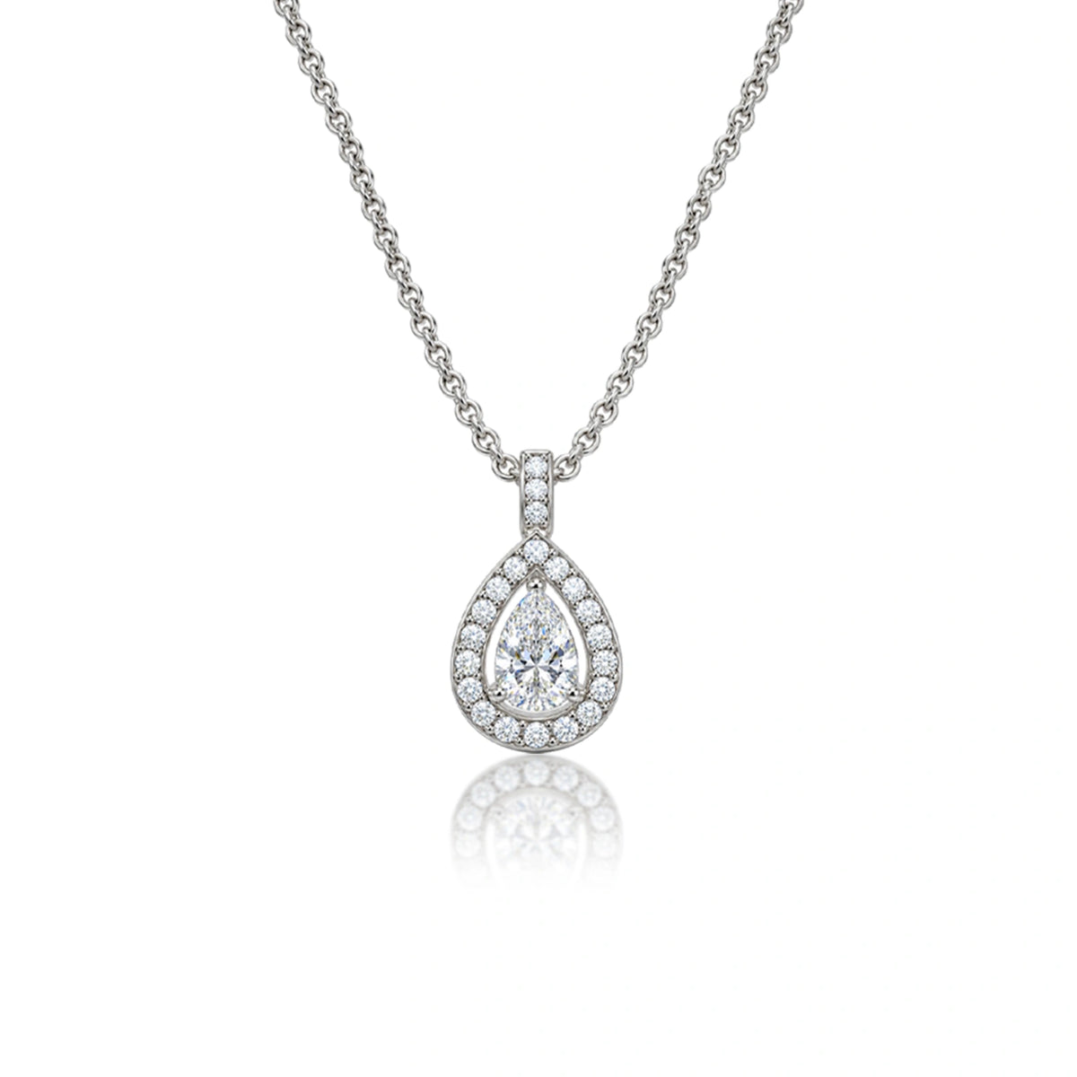 2 Ct Pear Diamond Halo Pendant by Fortune Jewellery 