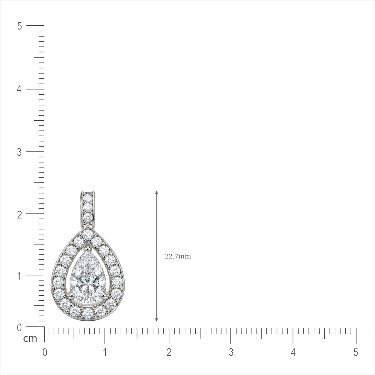 Lab grown 3 Ct Pear Diamond Halo Pendant by Fortune Jewellery 
