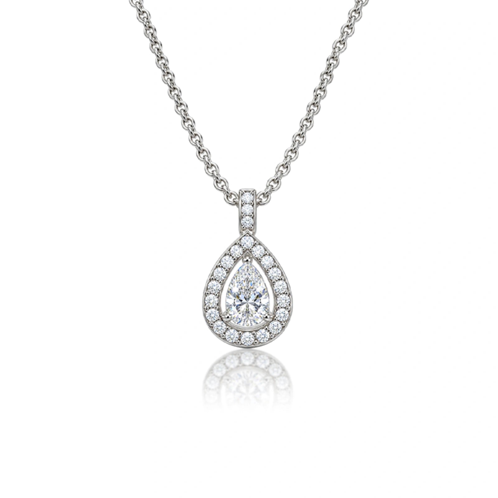 3 Ct Pear Diamond Halo Pendant by Fortune Jewellery 