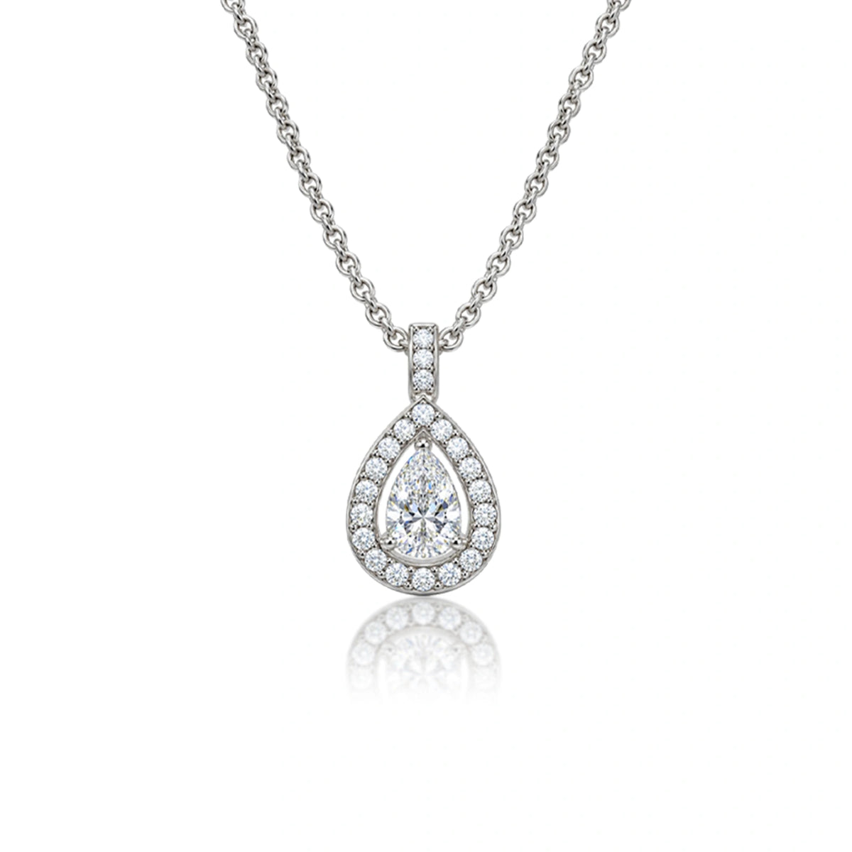 3 Ct Pear Diamond Halo Pendant by Fortune Jewellery 
