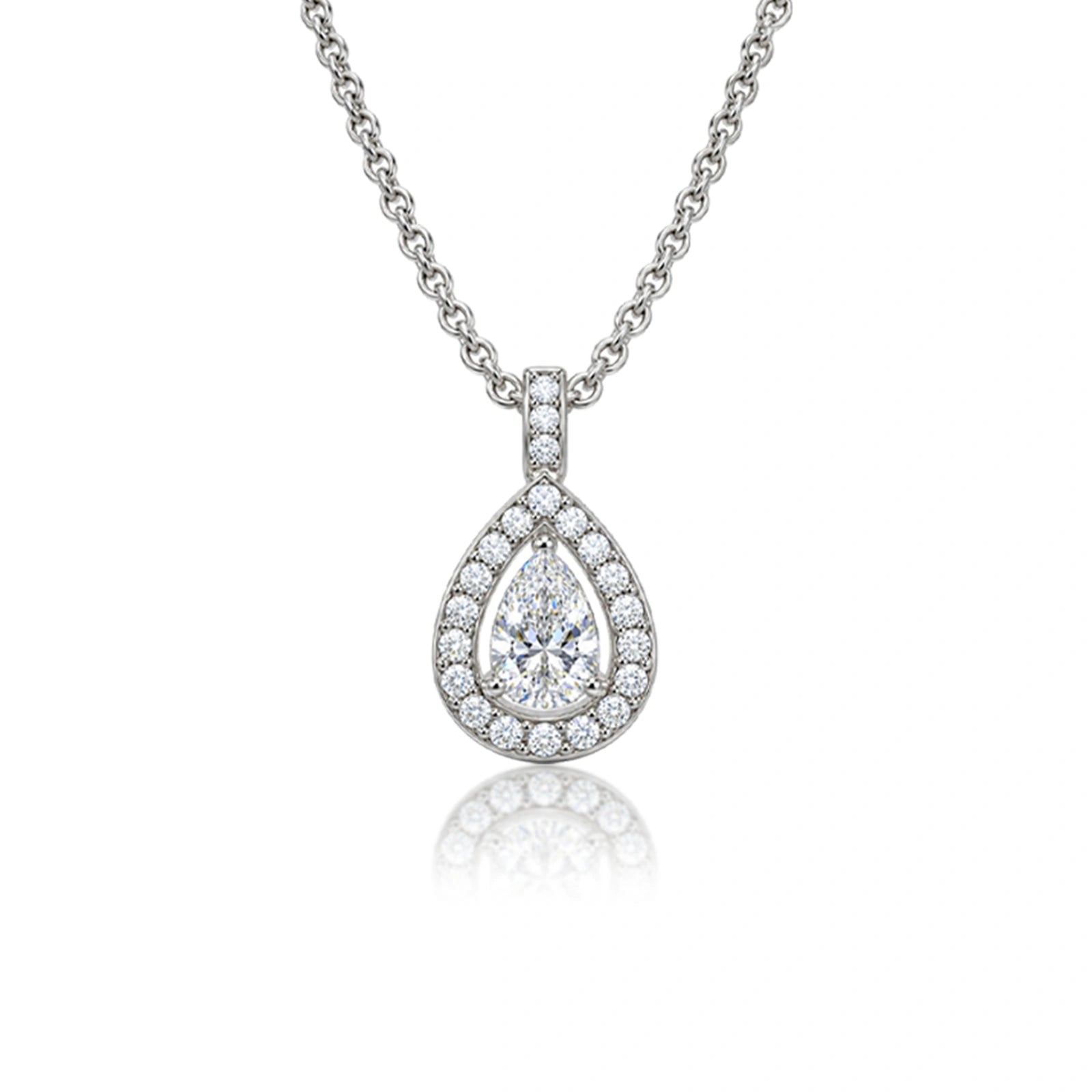 4 Ct Pear Diamond Halo Pendant by Fortune Jewellery 