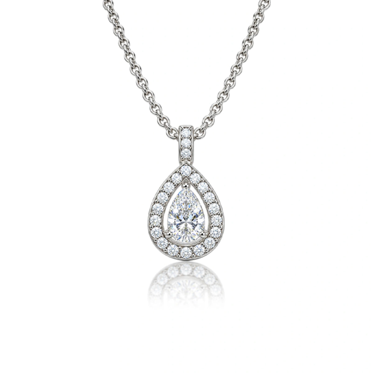 4 Ct Pear Diamond Halo Pendant by Fortune Jewellery 