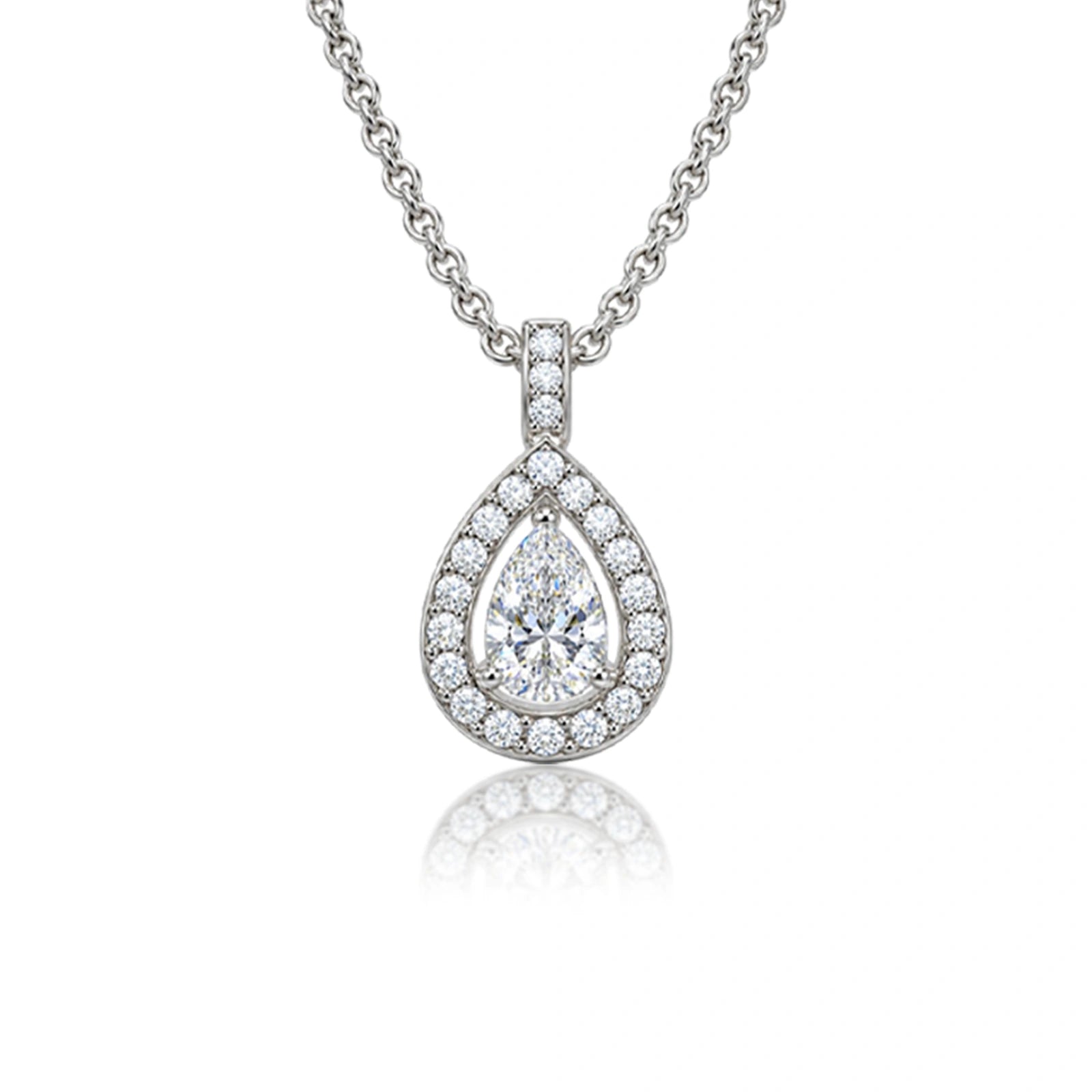 5 Ct Pear Diamond Halo Pendant by Fortune Jewellery 