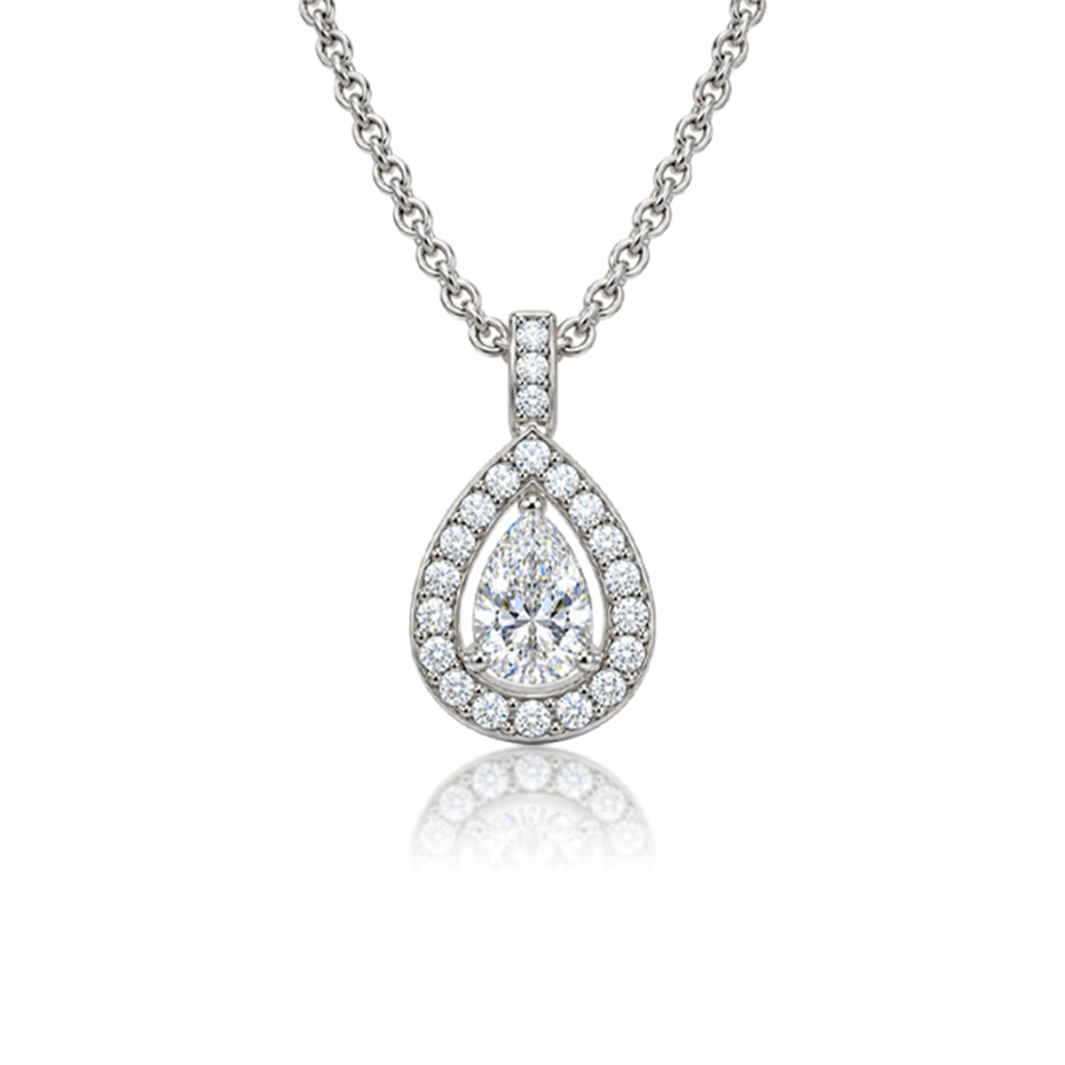 5 Ct Pear Diamond Halo Pendant by Fortune Jewellery 
