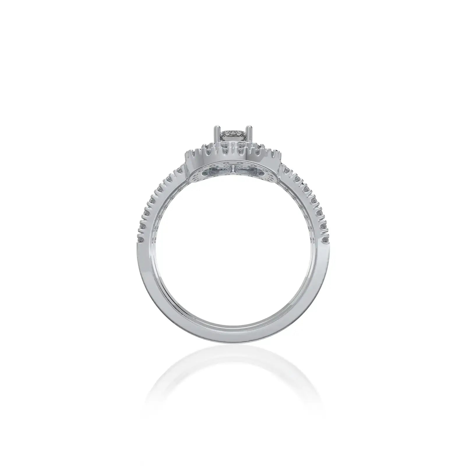 Stylish celestial halo diamond ring 