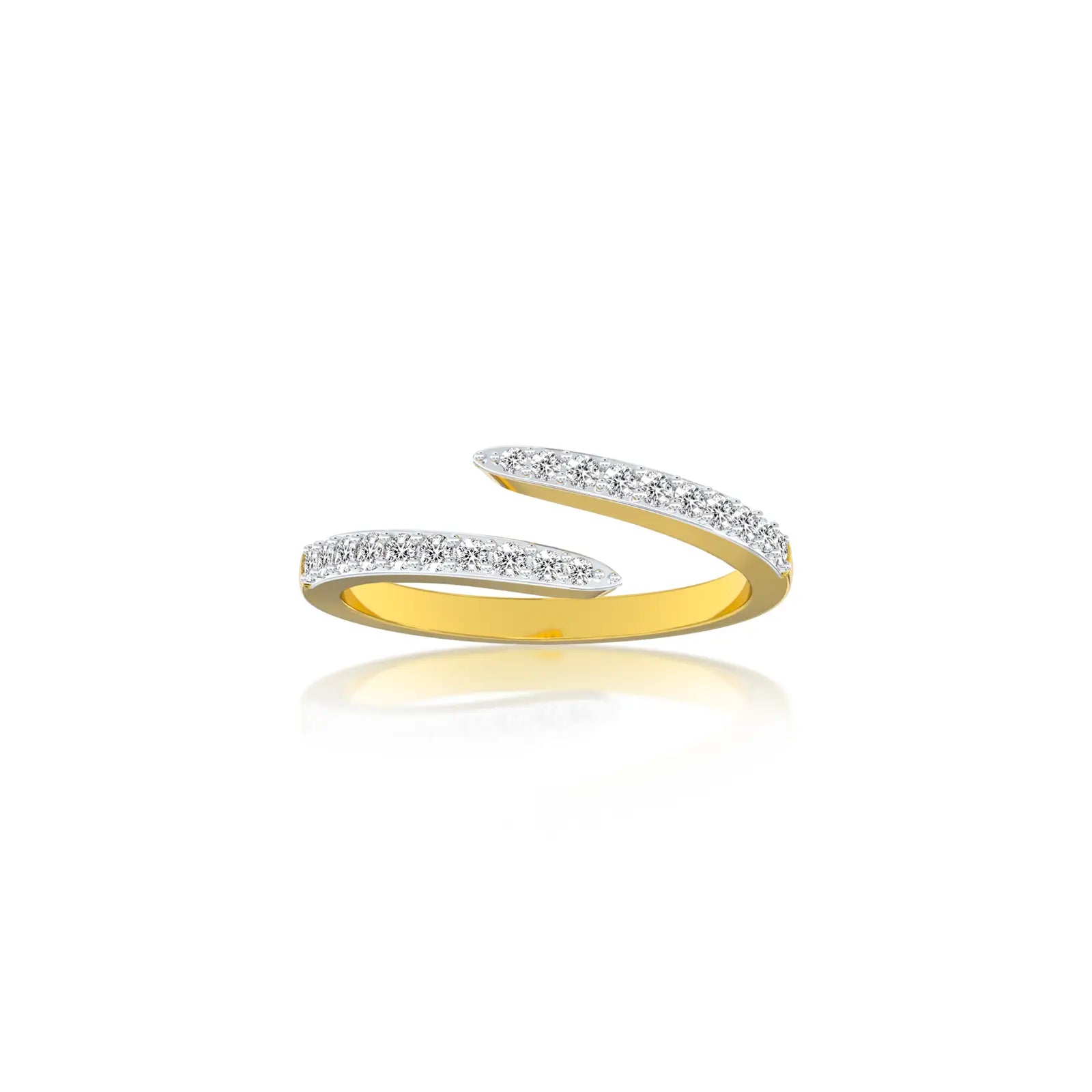 Yellow gold radiant curve diamond ring