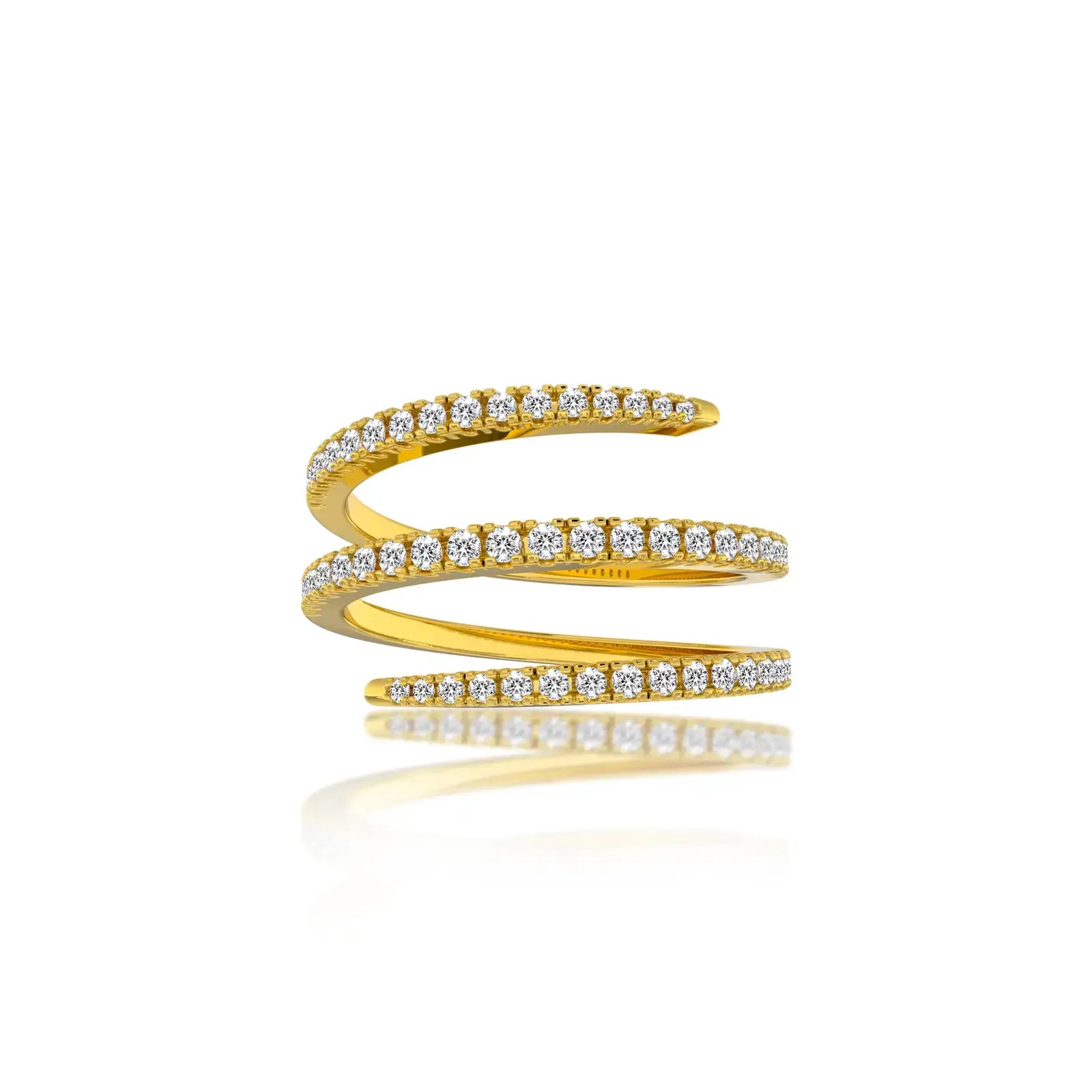 Yellow gold aurora spiral diamond ring