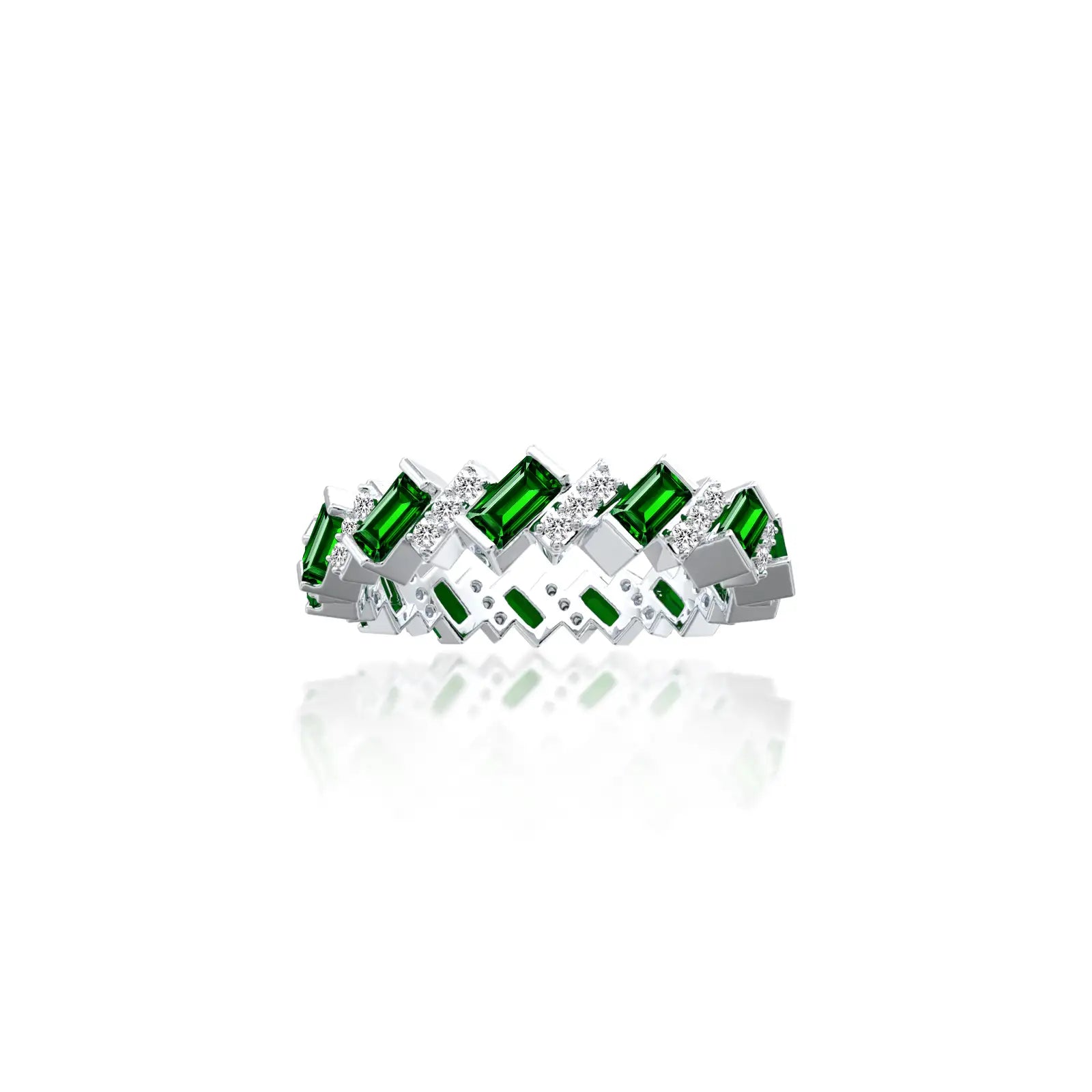 Emerald rhythm diamond ring for office wear
