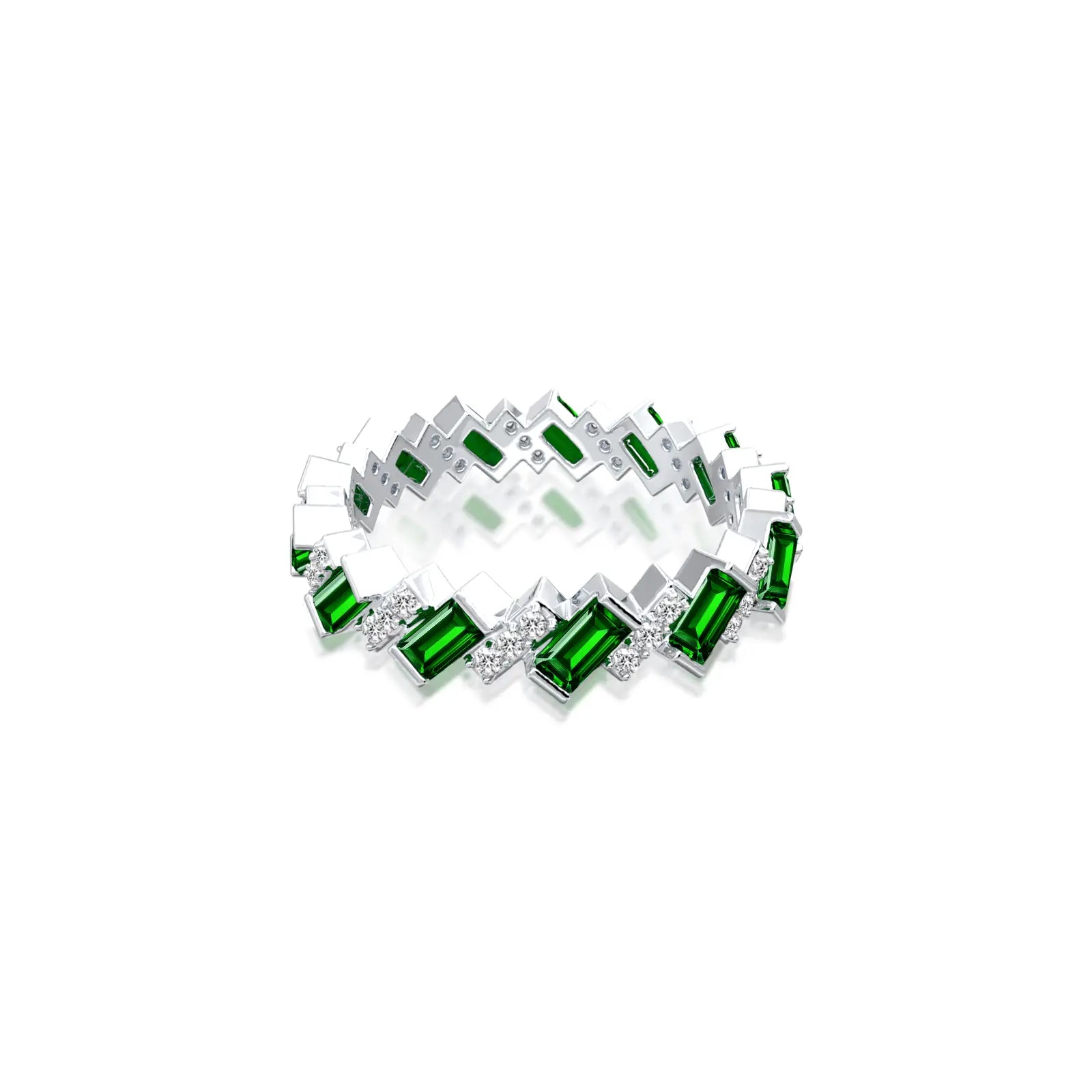 Emerald rhythm diamond ring
