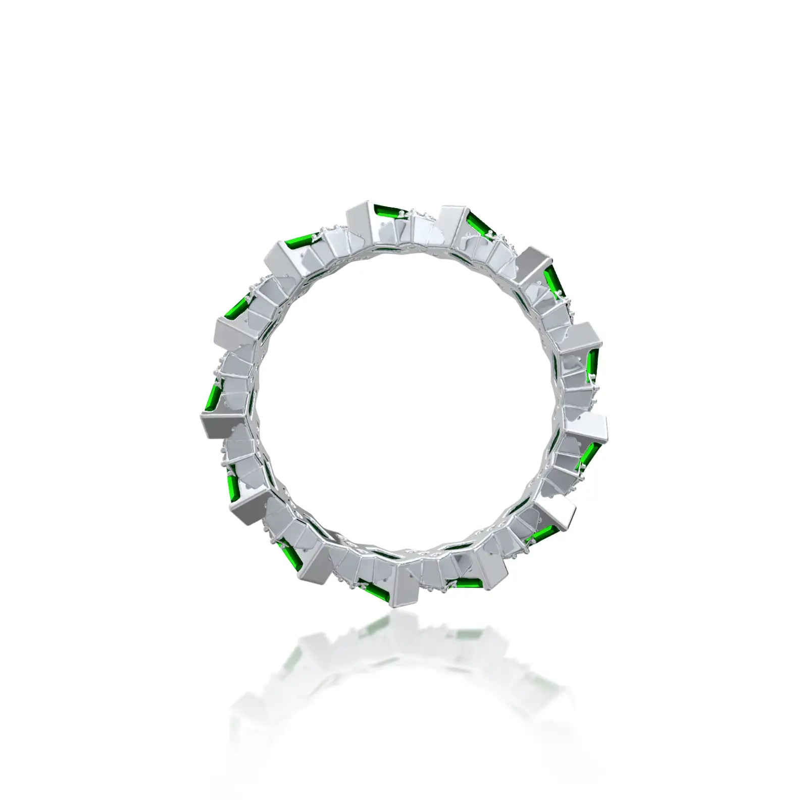 Unique emerald rhythm diamond ring 