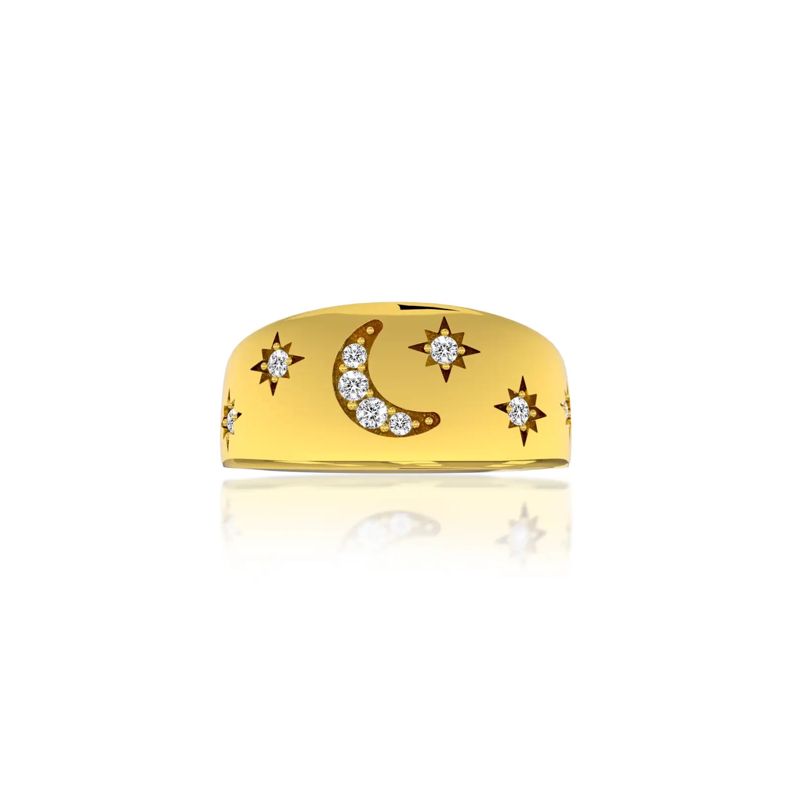 Celestial moon diamond ring