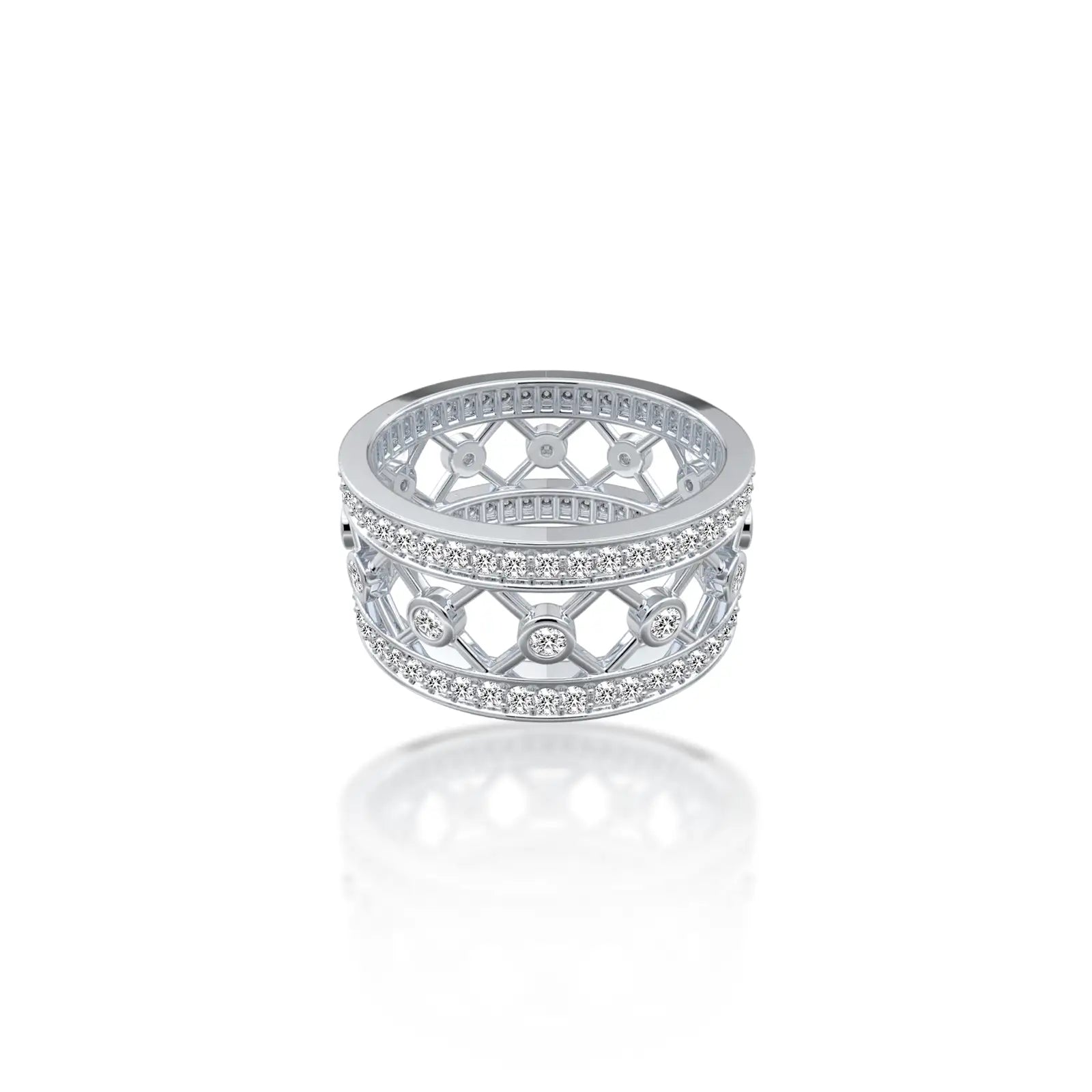 Regal lattice diamond ring