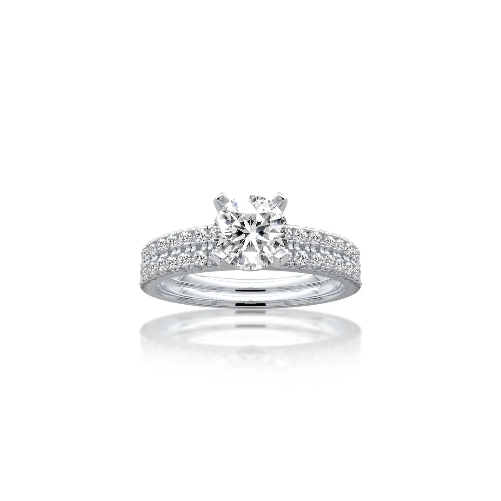 Round cluster double band diamond ring