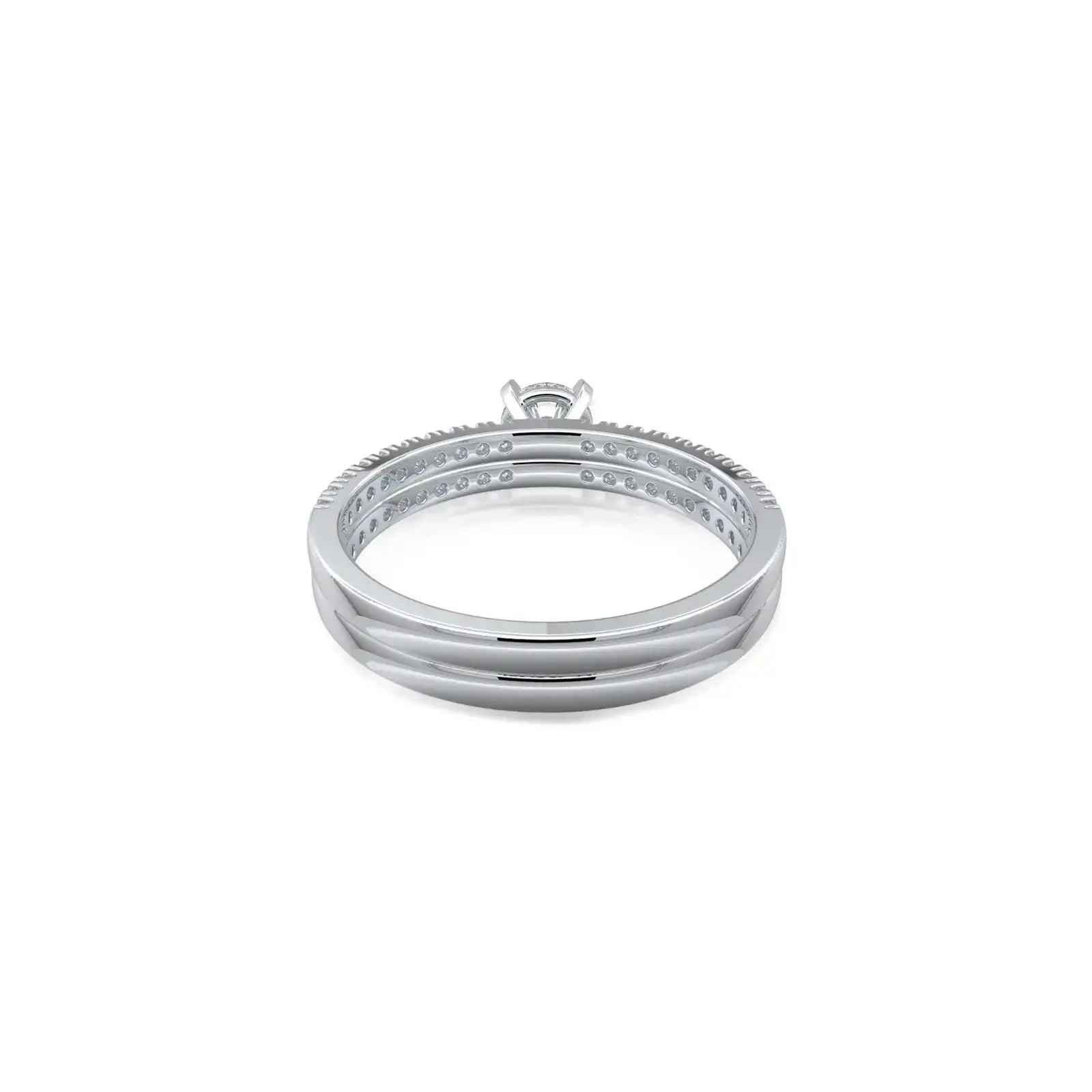 Round cluster double band diamond ring for office wear
