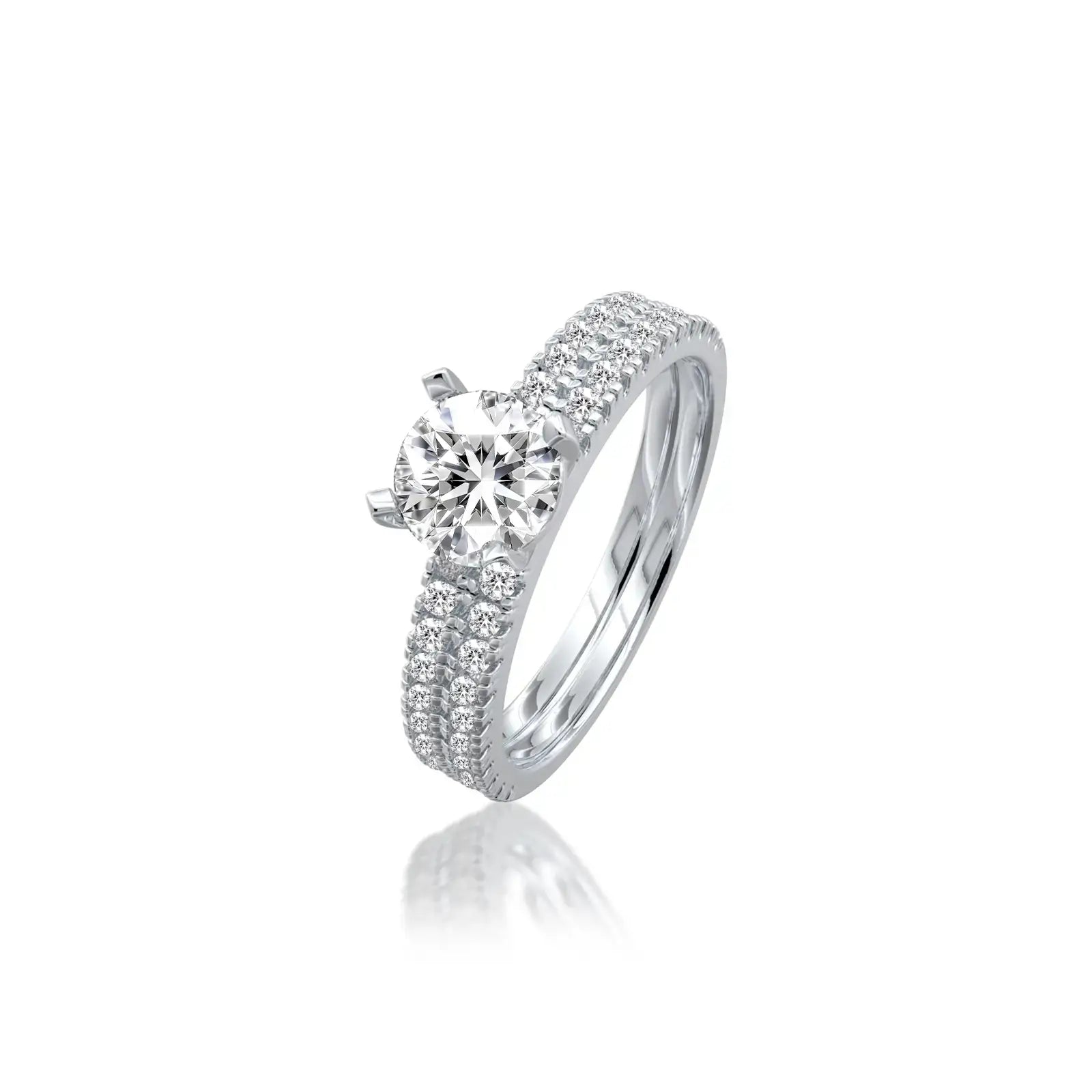 Unisex round cluster double band diamond ring