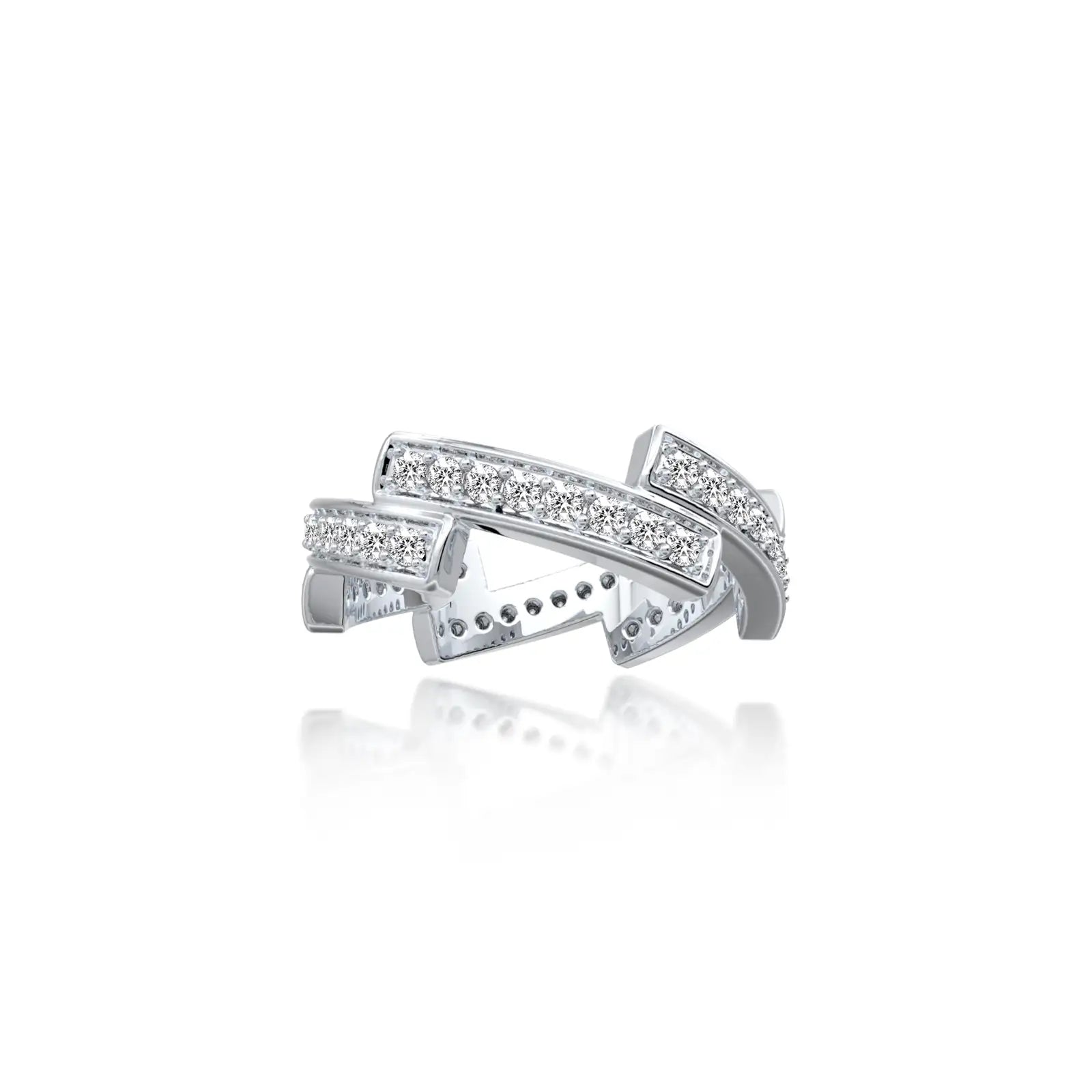 Criss cross diamond band ring