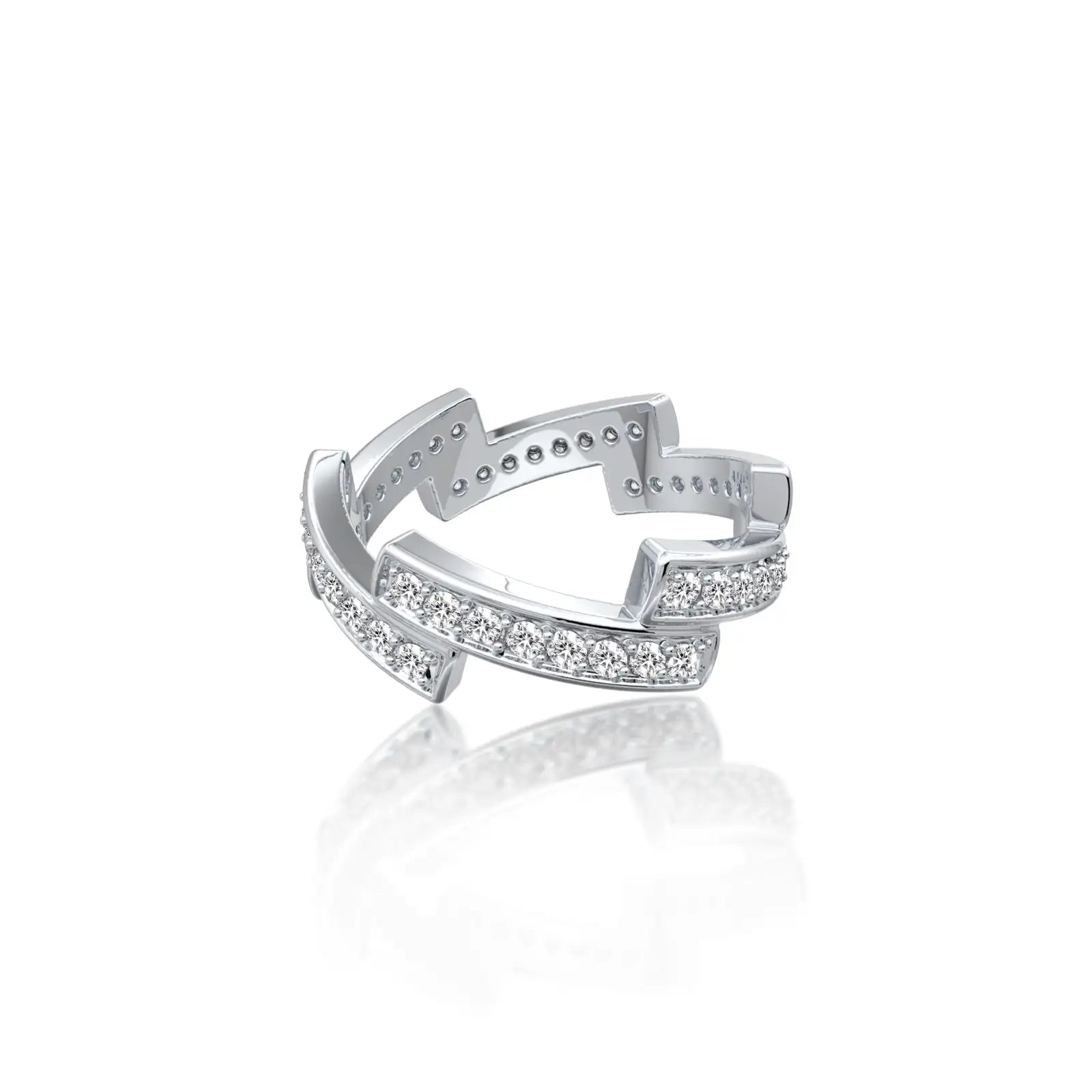 Trendy criss cross diamond band ring