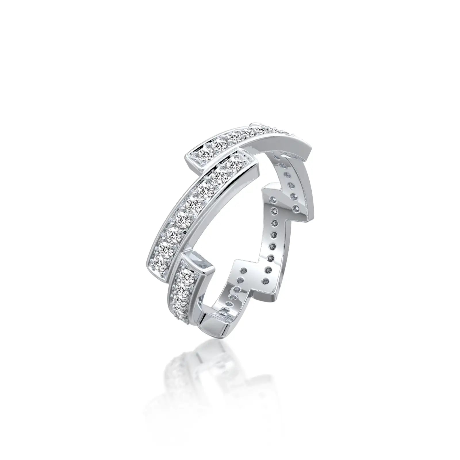Unisex criss cross diamond band ring