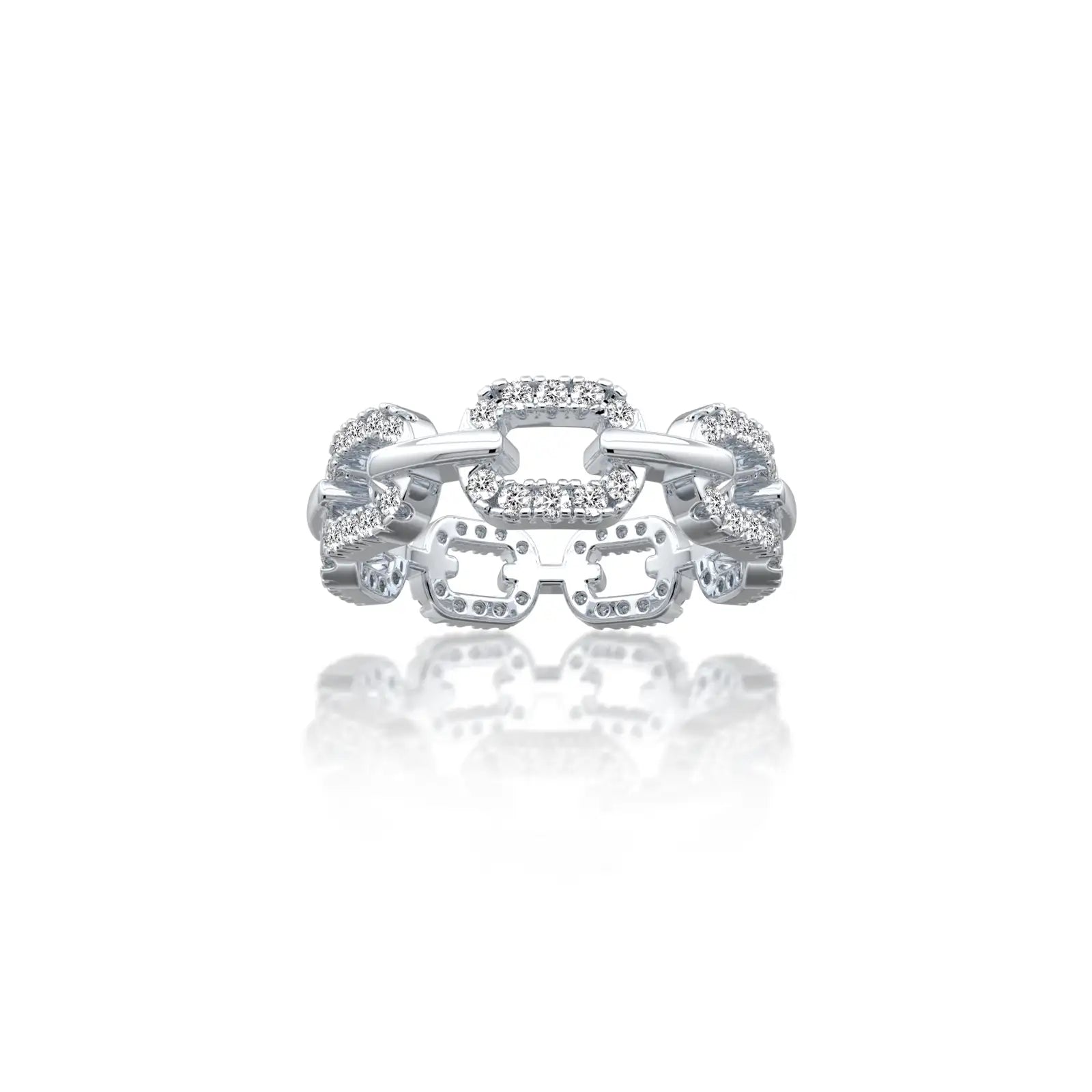 Oval link diamond ring for office wear
