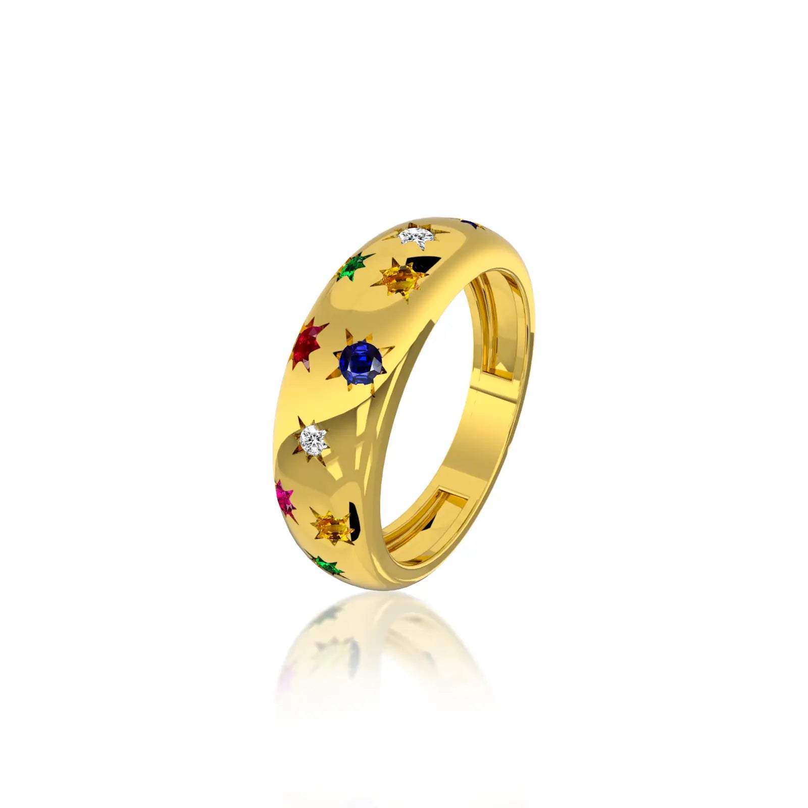 Celestial motif gold band for pretty girls