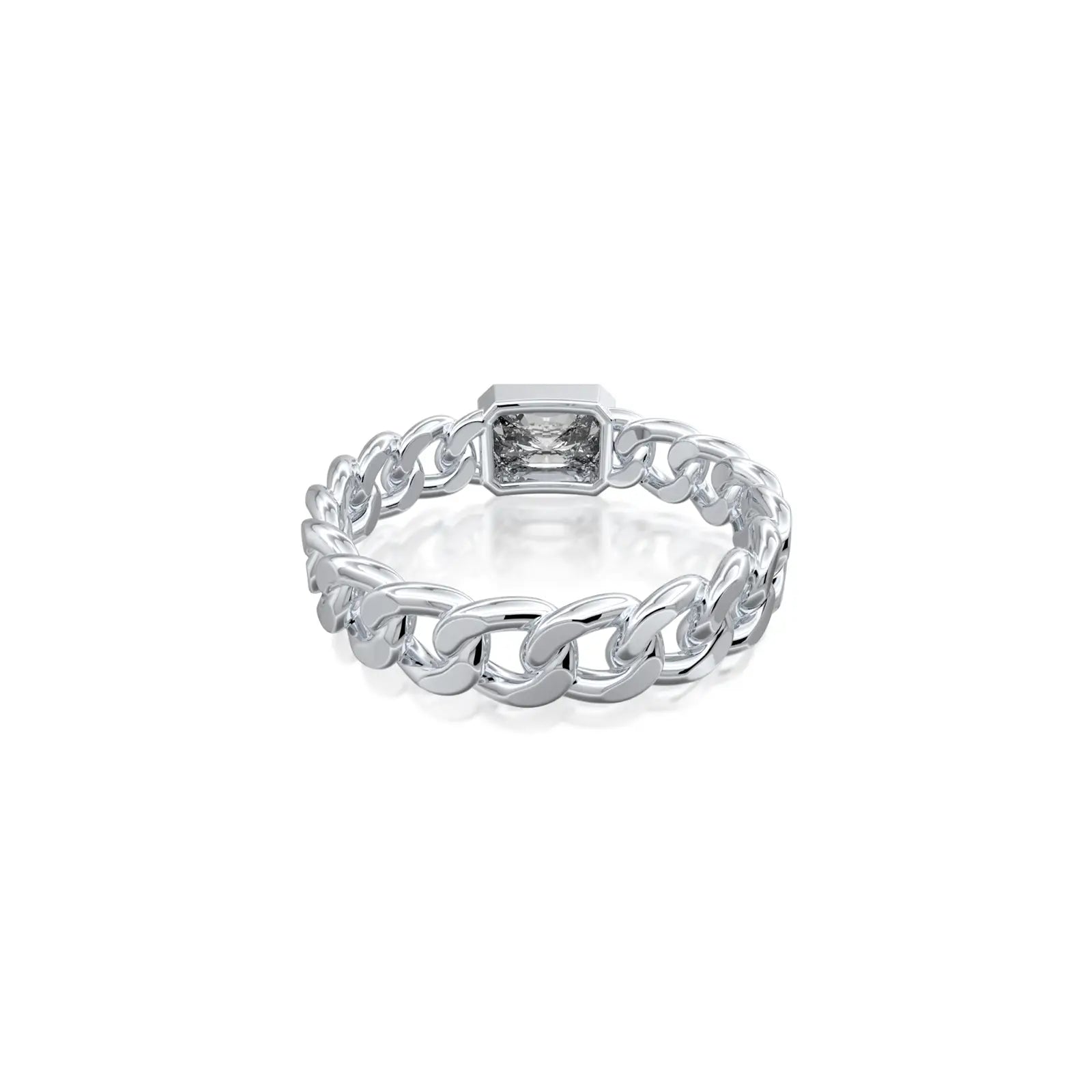 Trending emerald cut diamond chain ring for women