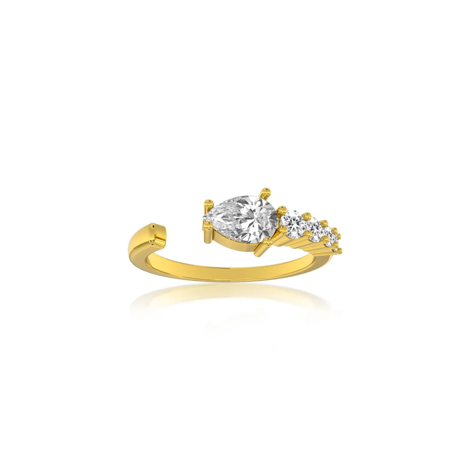 Pear diamond open top ring for office wear