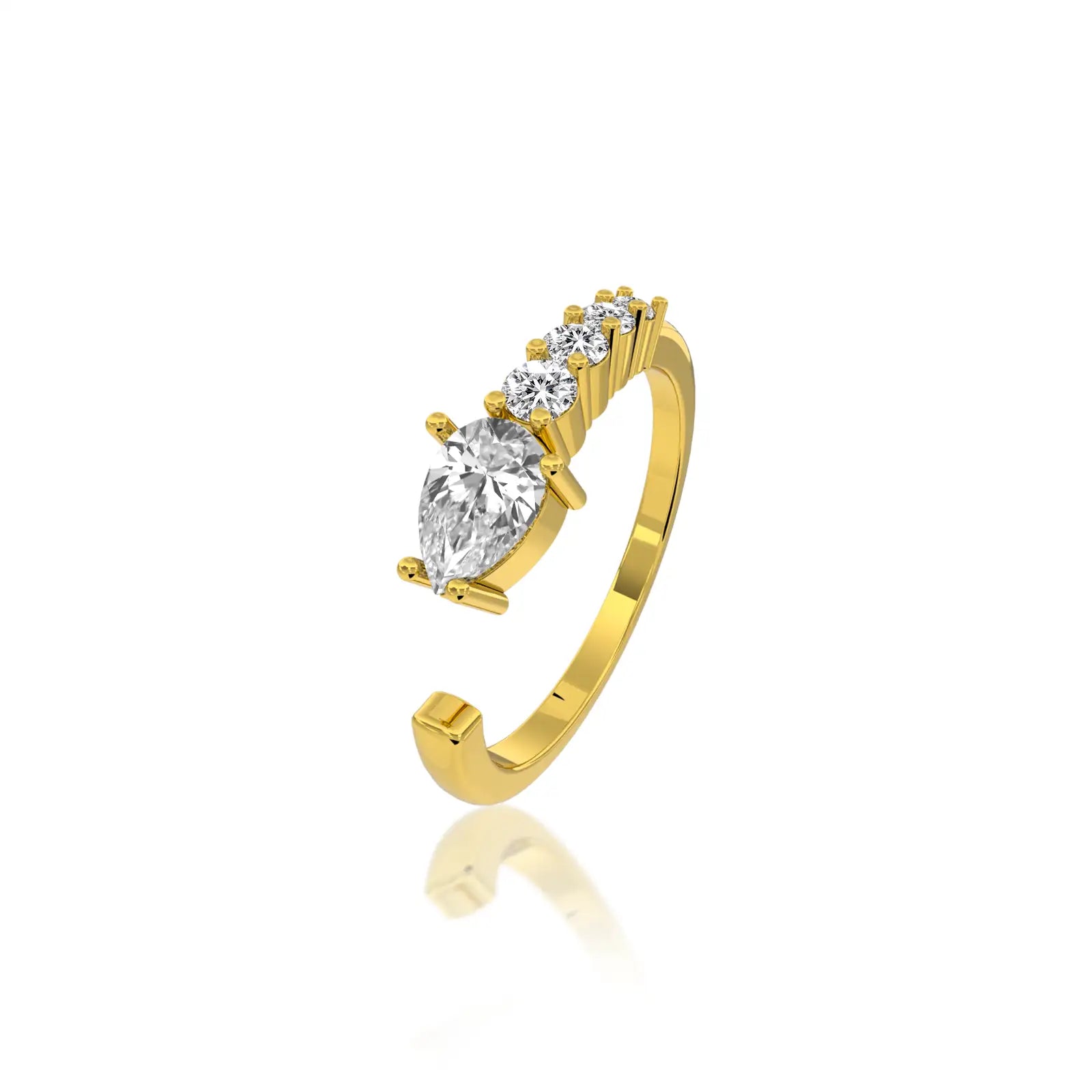 Pear diamond open top ring for pretty girls
